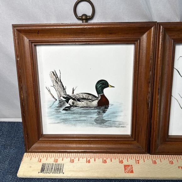 Mallard And Green Wing Teal Framed porcelain tile decor H&R Johnson Duck Decor - Picture 2 of 8